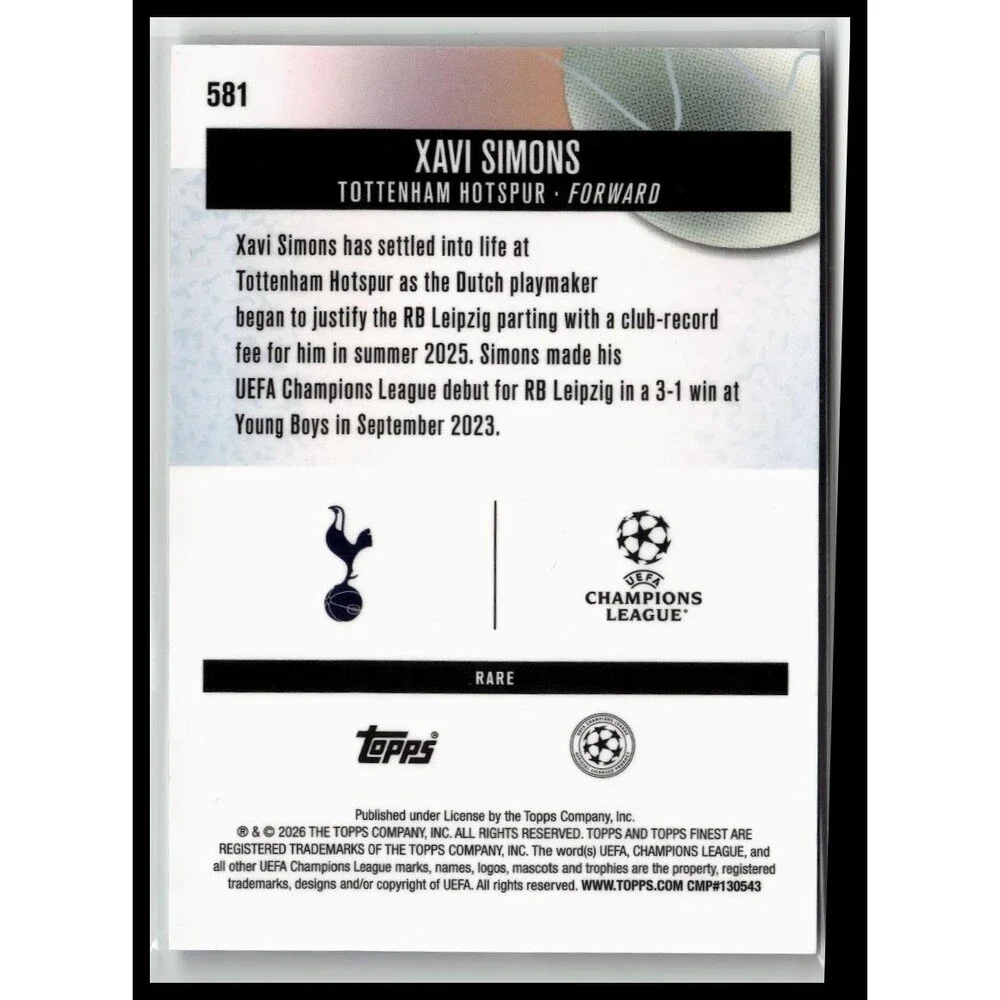 2025-26 Finest Xavi Simons Spurs Checkerboard Refractor #119